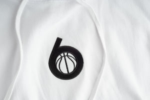 Courtside Six Premium French Terry hoodie with embroidered logo, organic cotton, made in Canada.